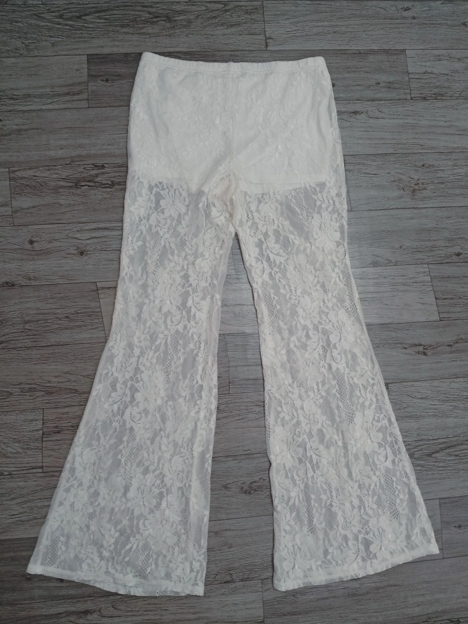 Flare-leggings met bloemenkant wit Boho Romantique Vintage S – photo 7